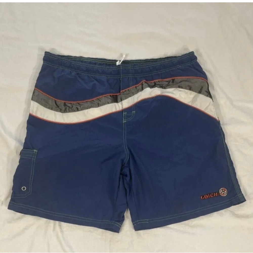 VTG Gotcha Mens Blue Nylon Swin Shorts Size L